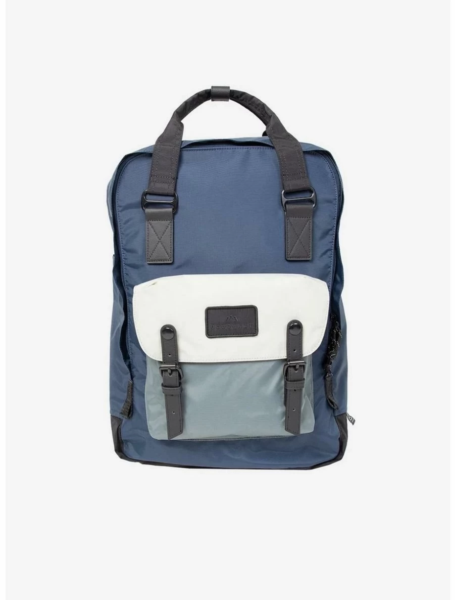"Go Wild Navy & Grey Large Backpack – Stylish Doughnut Macaroon Design for Everyday Use"
