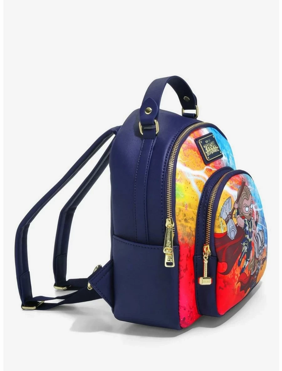 Loungefly Marvel Thor: Love and Thunder Mini Backpack – Chibi Thor & Mighty Thor Design, BoxLunch Exclusive Collectible