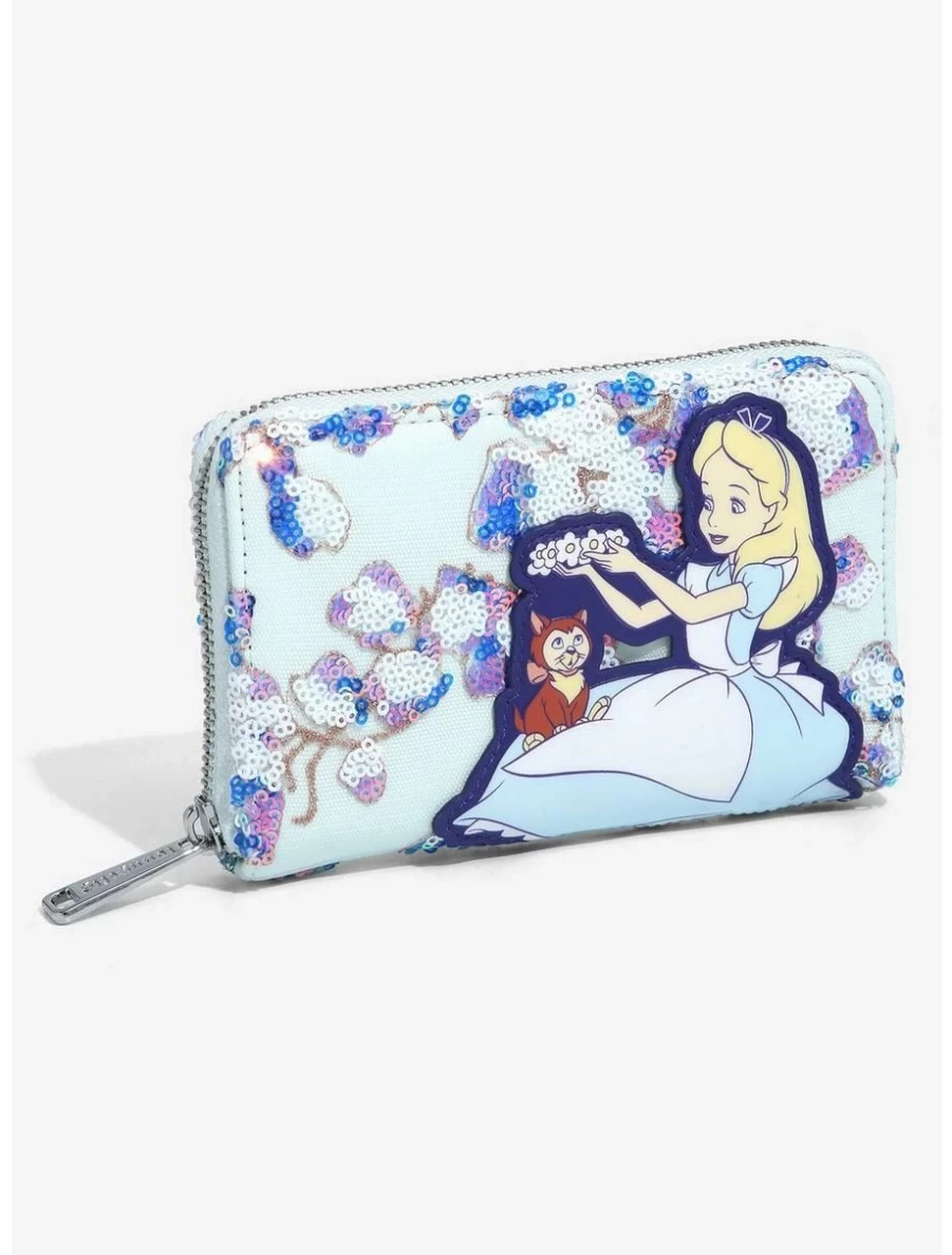Loungefly Disney Alice in Wonderland Floral Sequin Wallet Featuring Alice & Dinah - BoxLunch Exclusive