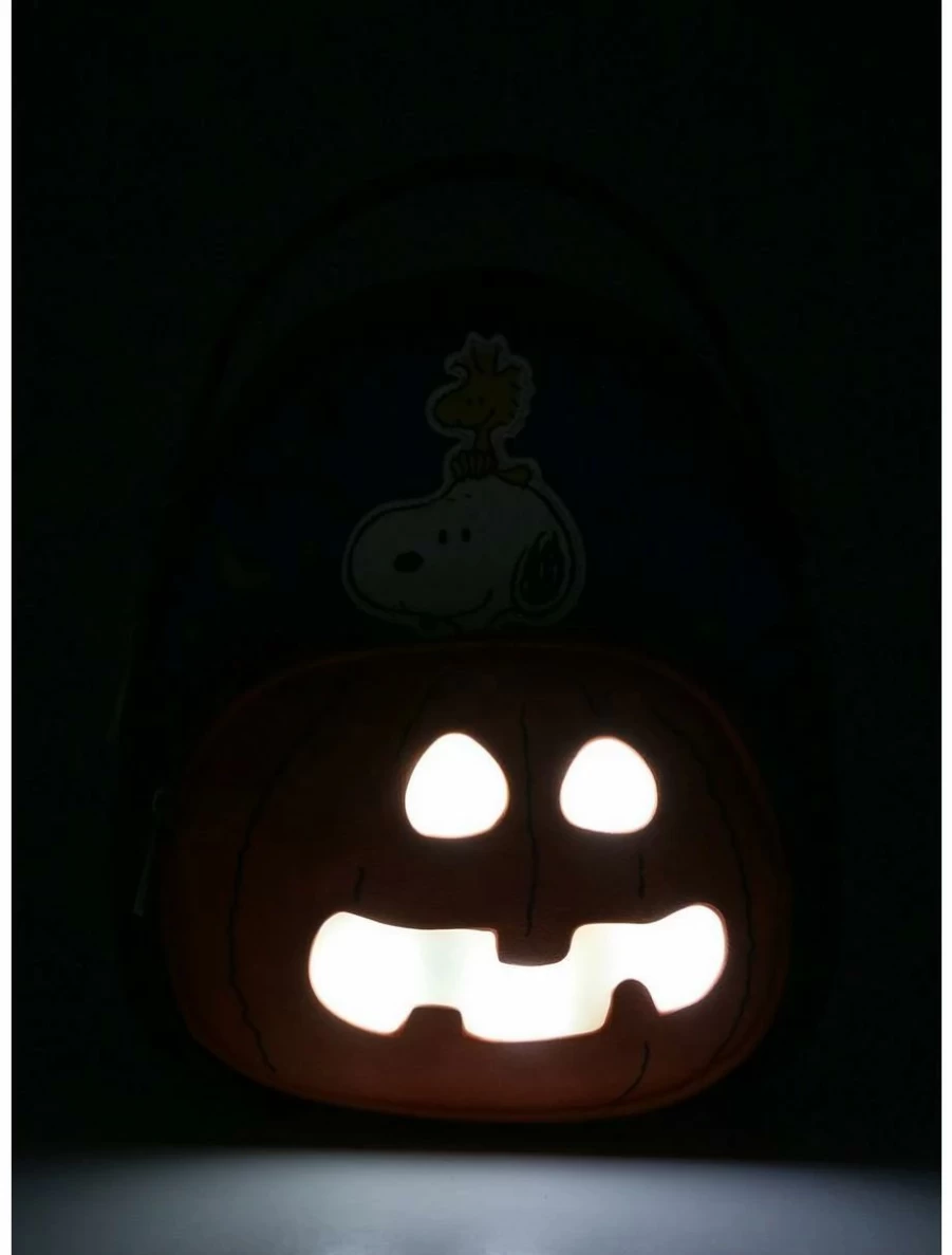 "Light-Up Snoopy & Woodstock Great Pumpkin Mini Backpack – BoxLunch Exclusive Convertible Bag"