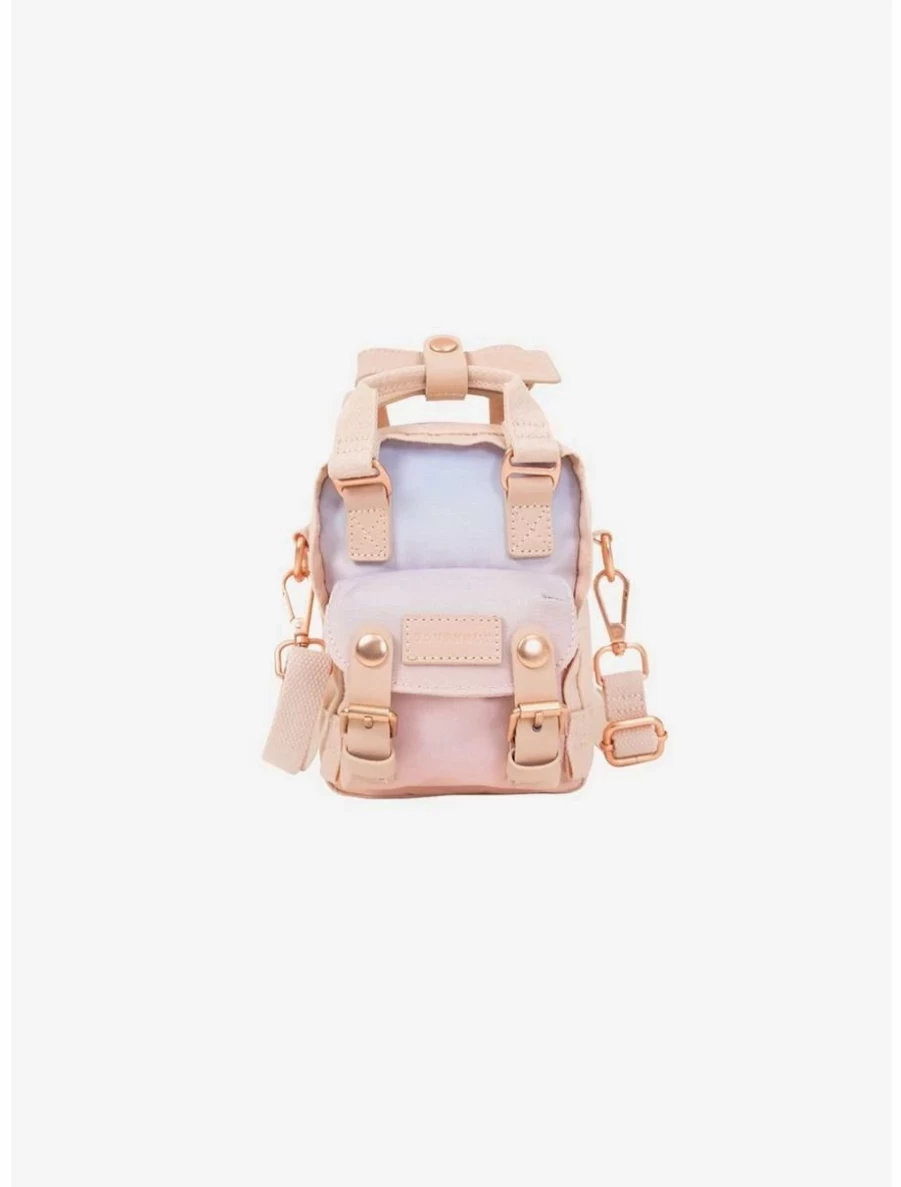 "Boxlunch Mini Crossbody Bag - Doughnut Macaroon Design with Ribbon Accent in Soft Sunrise Colors"