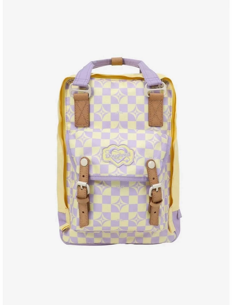 Kaleido Checkered Backpack - Stylish Doughnut Macaroon Design for School & Travel