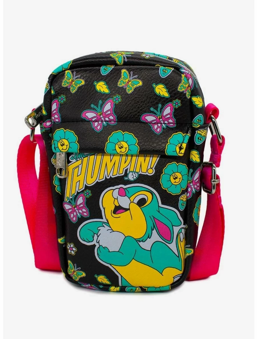 Disney Bambi & Thumper Floral Retro Crossbody Bag - Vintage Cartoon Print Purse for Women