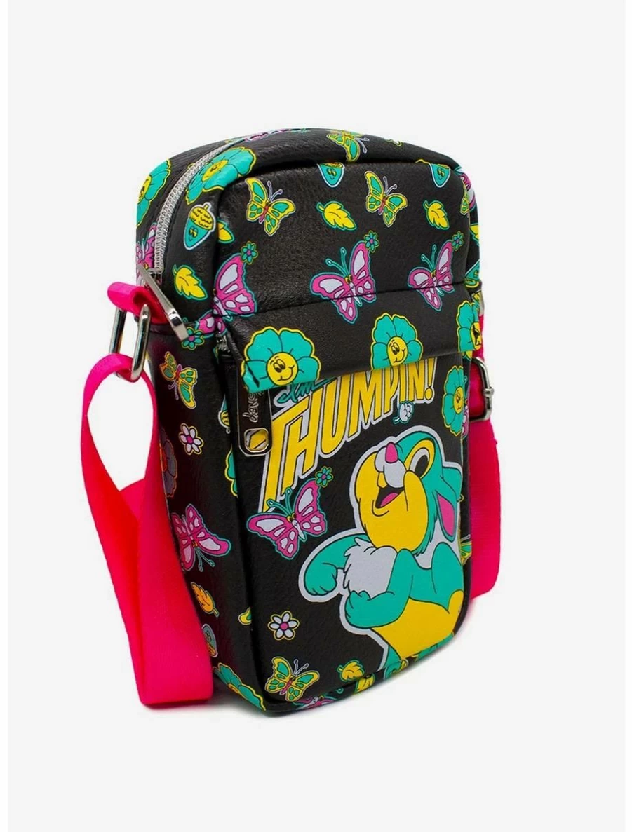 Disney Bambi & Thumper Floral Retro Crossbody Bag - Vintage Cartoon Print Purse for Women