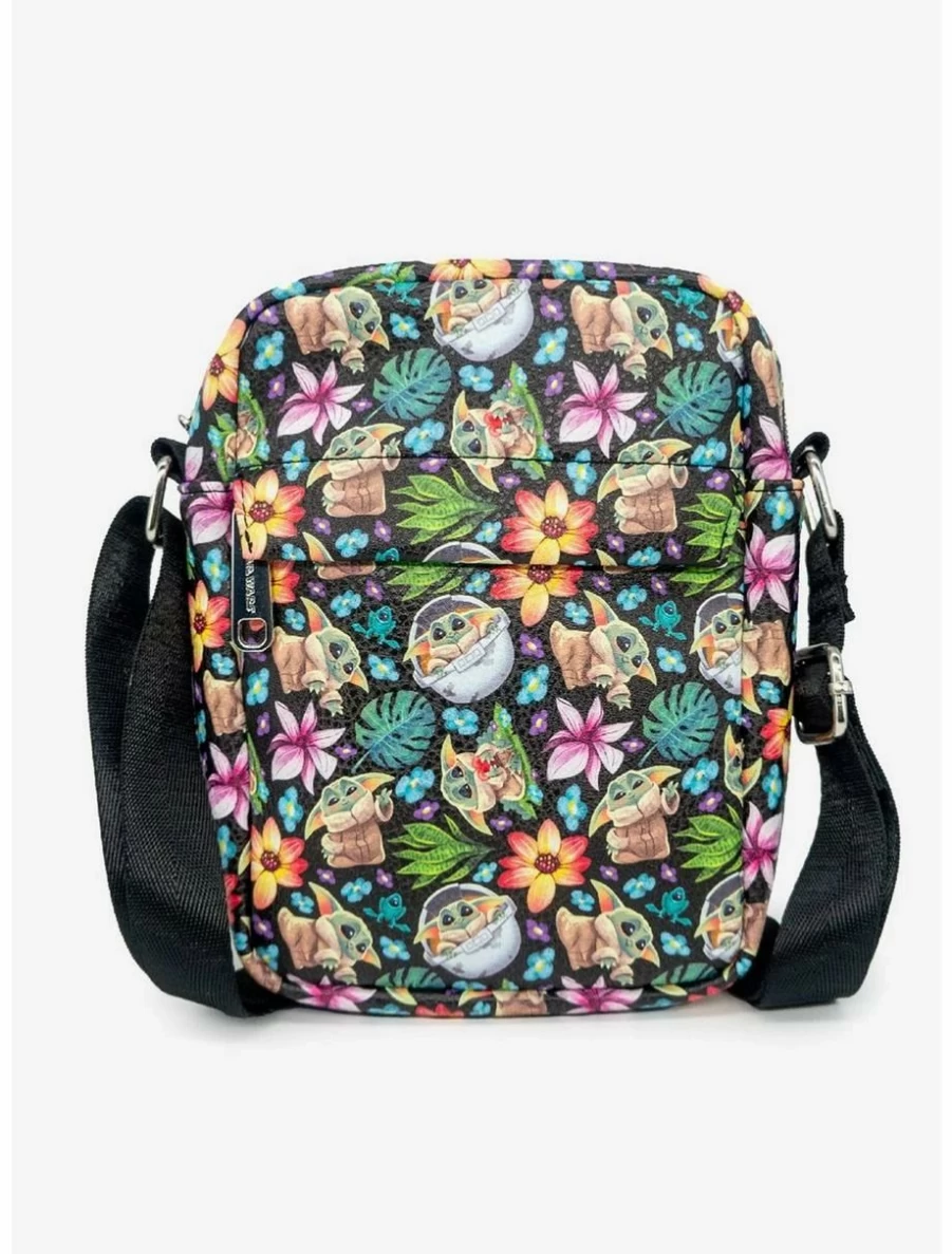 Star Wars The Mandalorian Baby Yoda Floral Print Crossbody Bag