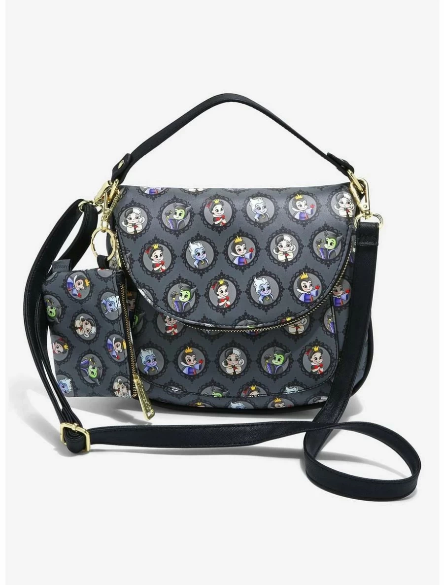 Disney Villains Chibi Portraits Crossbody Bag with Coin Purse - Loungefly Exclusive BoxLunch Edition