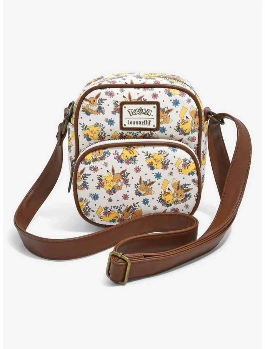 Loungefly Pokemon Pikachu & Eevee Floral Print Crossbody Bag - BoxLunch Exclusive Collectible Purse
