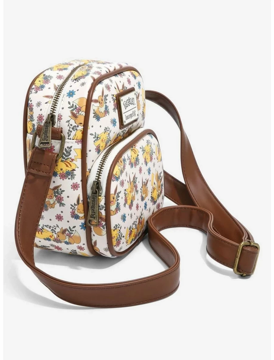 Loungefly Pokemon Pikachu & Eevee Floral Print Crossbody Bag - BoxLunch Exclusive Collectible Purse