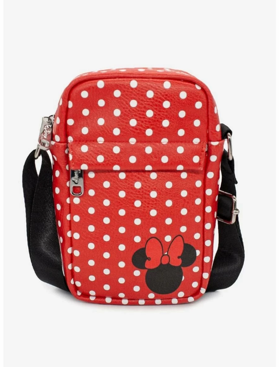 Disney Minnie Mouse Vegan Leather Crossbody Bag with Polka Dots for Women
