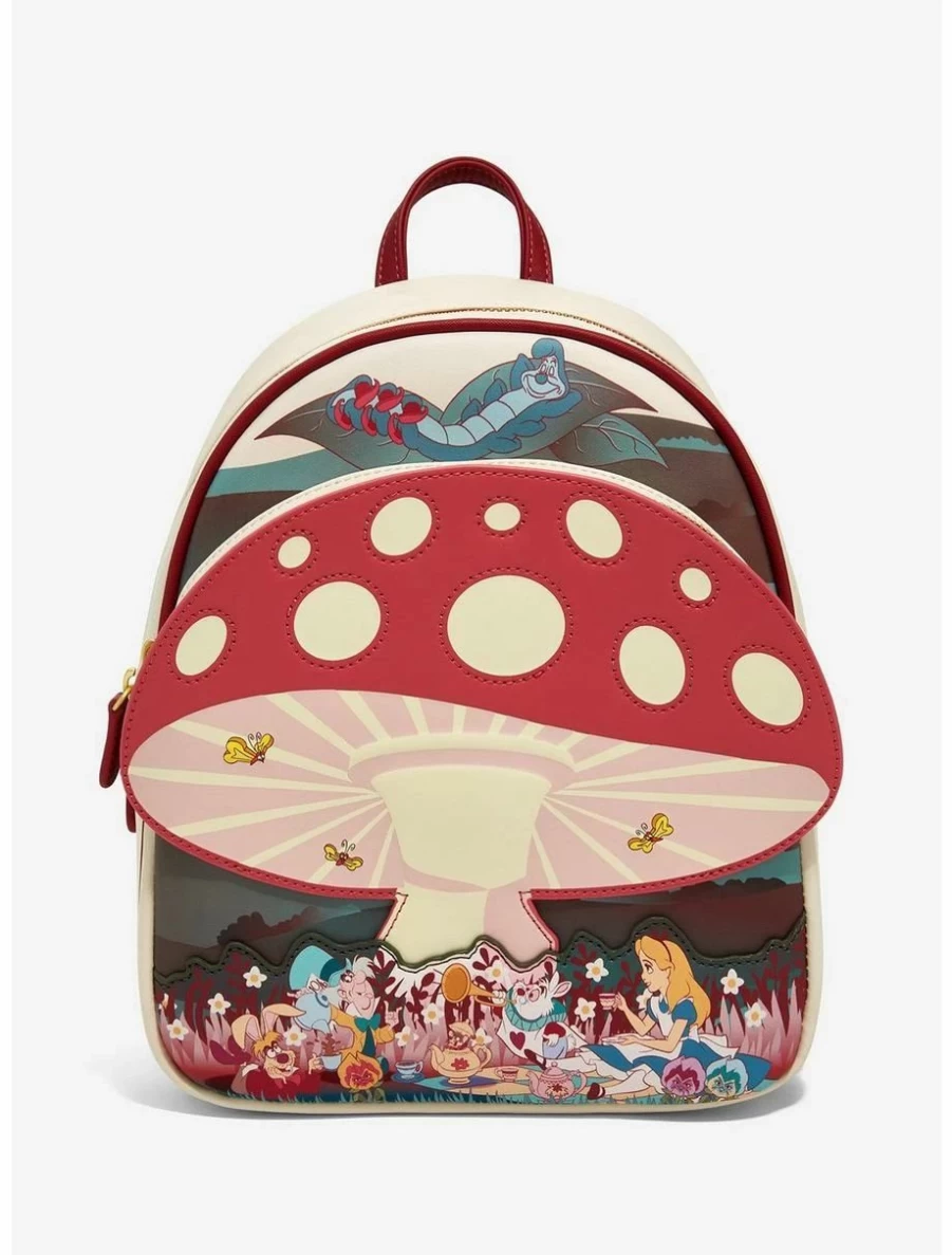 Loungefly Disney Alice in Wonderland Mini Backpack - Mushroom Tea Party Design, BoxLunch Exclusive Collectible