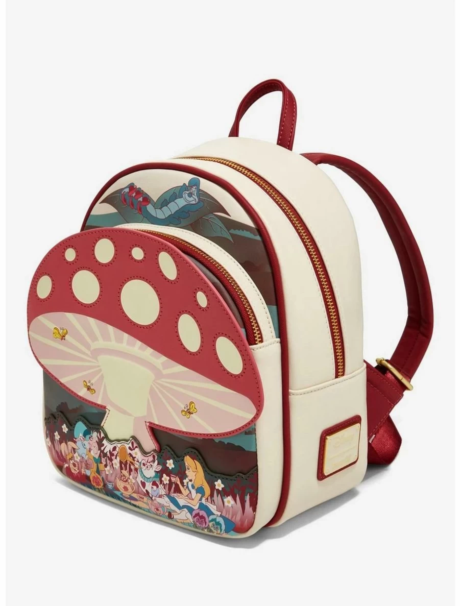 Loungefly Disney Alice in Wonderland Mini Backpack - Mushroom Tea Party Design, BoxLunch Exclusive Collectible
