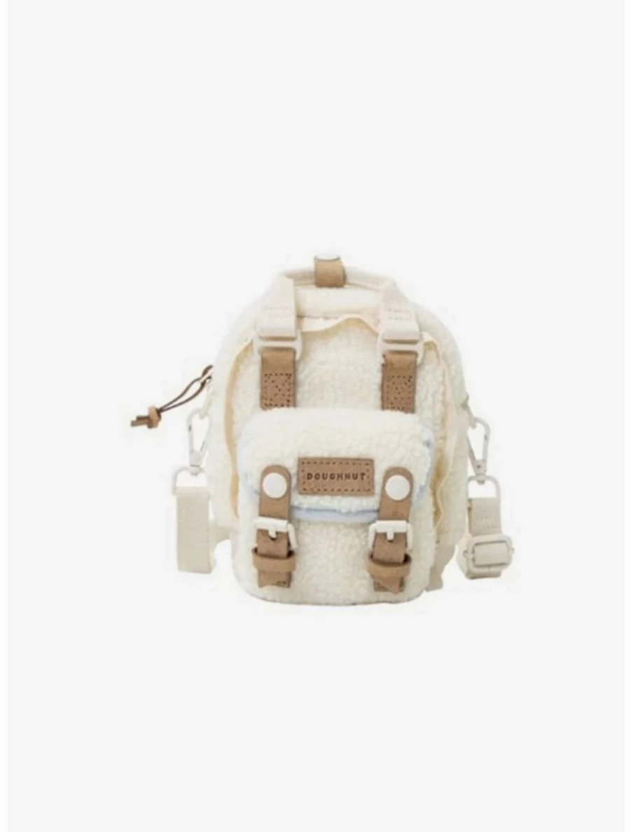 "BoxLunch Exclusive Doughnut Macaron Tiny Fluffy Series Cream & Blue Lotus Print Crossbody Bag"