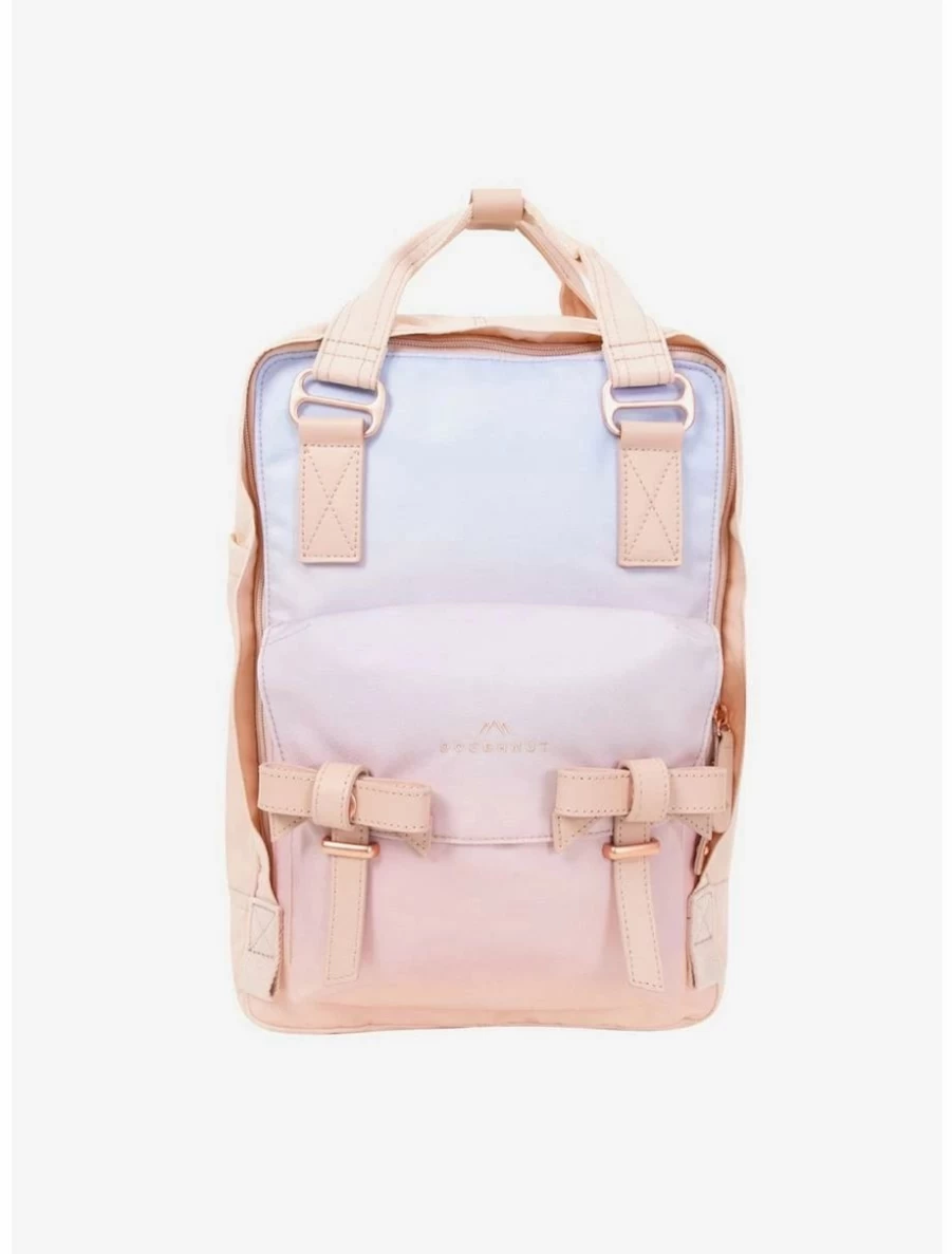 "Sunrise Soft Ribbon Backpack - Stylish Doughnut Macaron Sky Design for School & Travel"