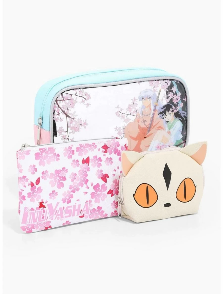 "Inuyasha Anime Sakura Floral Cosmetic Pouch Set - Limited Edition BoxLunch Exclusive"