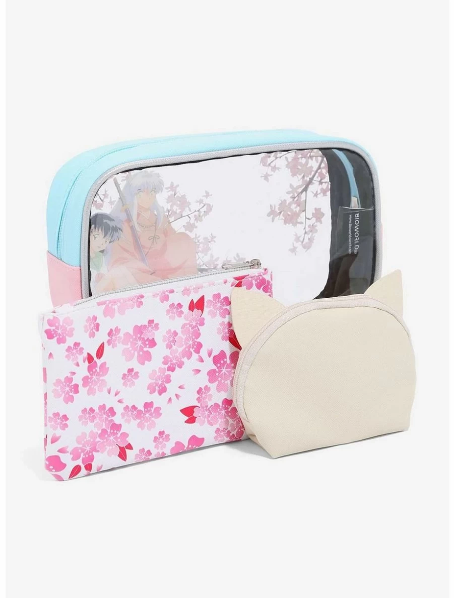 "Inuyasha Anime Sakura Floral Cosmetic Pouch Set - Limited Edition BoxLunch Exclusive"
