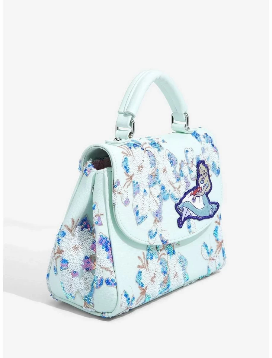 Loungefly Disney Alice in Wonderland Floral Sequin Mini Backpack Featuring Alice & Dinah - BoxLunch Exclusive Handbag