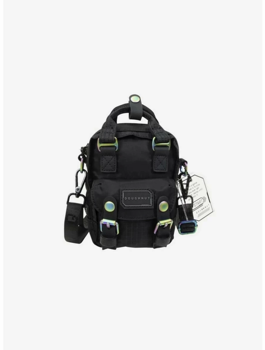 "BoxLunch Exclusive Doughnut Macaroon Tiny Gamescape Series Black Mini Crossbody Bag"