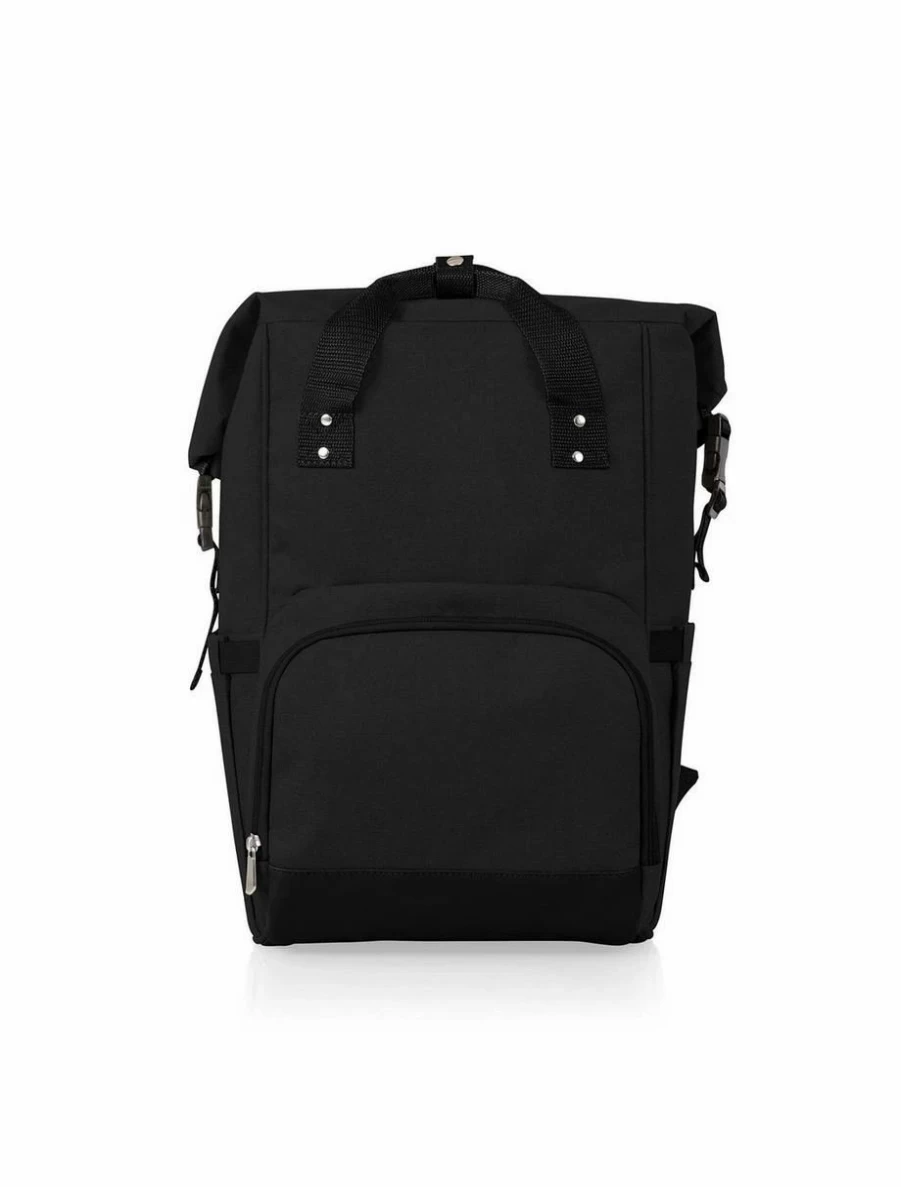 Roll-Top Insulated Cooler Backpack for Lunch On The Go - Black