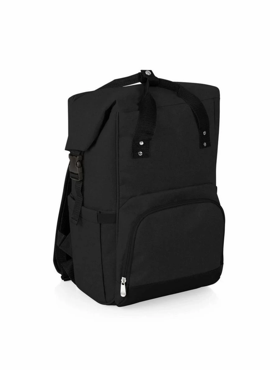 Roll-Top Insulated Cooler Backpack for Lunch On The Go - Black