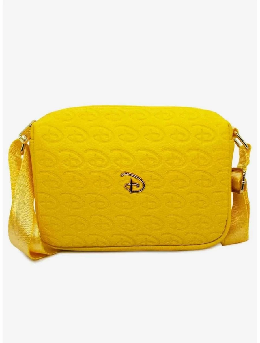 Disney Signature Vegan Leather Crossbody Bag - Yellow Debossed Design, Stylish & Eco-Friendly