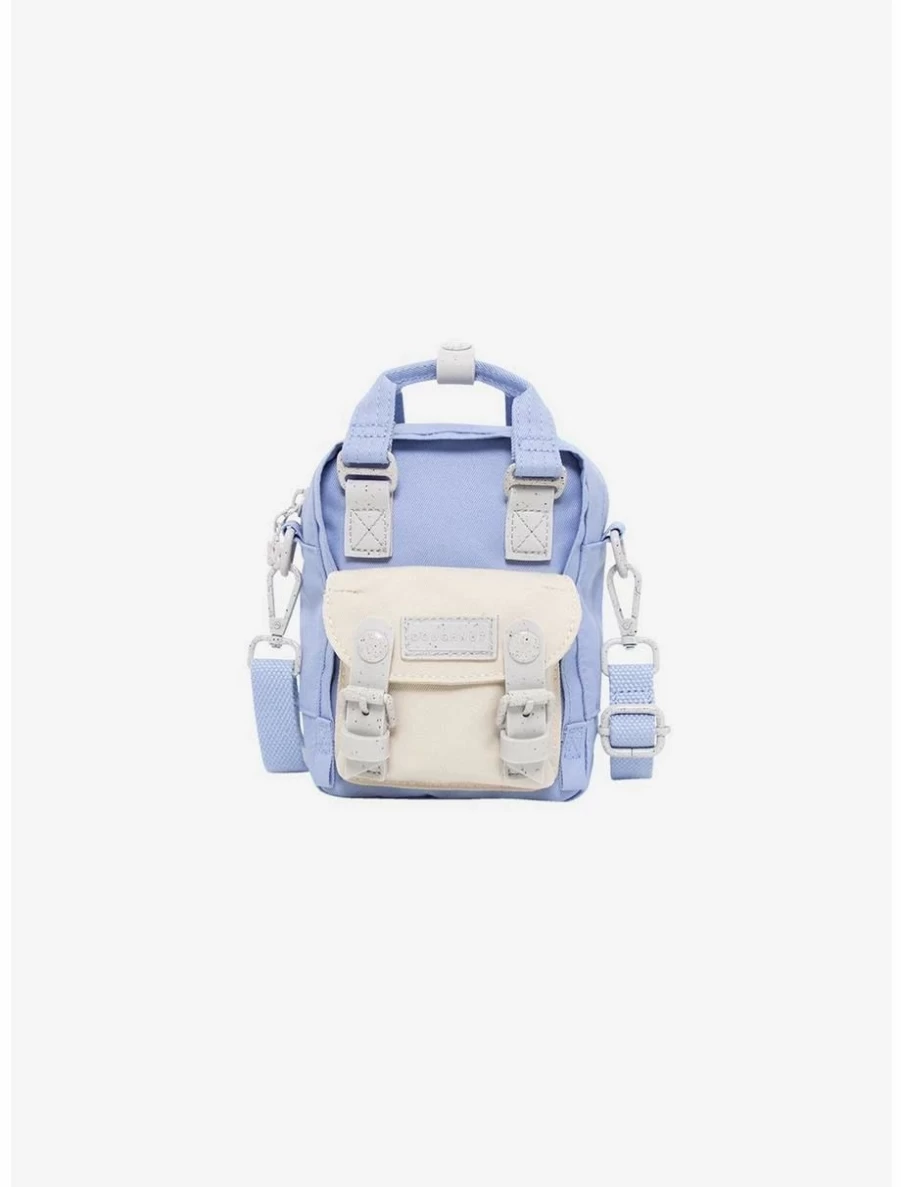 Monet-Inspired Iris Purple Mini Crossbody Bag with Doughnut & Macaron Charm - Stylish Stone Accent
