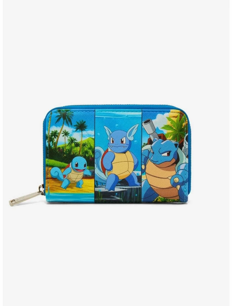 Loungefly Pokemon Squirtle Evolution Zip Wallet - Cute Water-Type Character Design Small Pouch