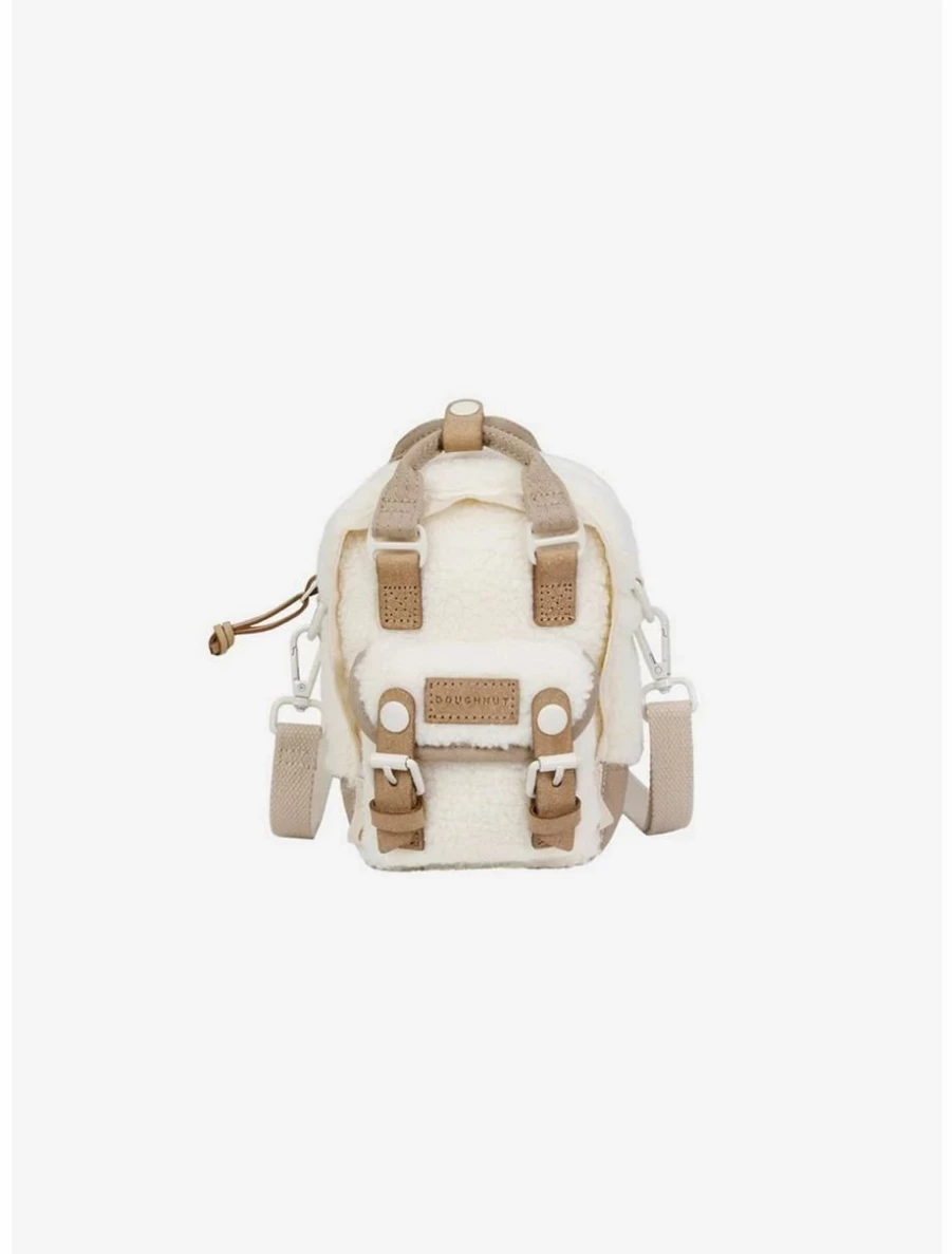 Mini Crossbody Bag - Fluffy Cream & Hazelnut Design, Cute Doughnut Macaron Style for Women