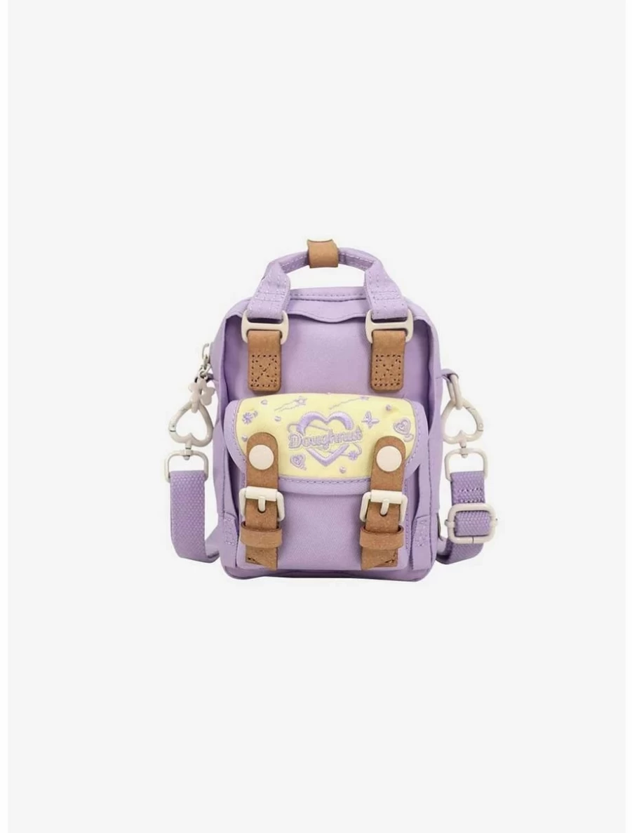 "* Mini Crossbody Bag - Doughnut Macaron Kaleido Design with Wisteria Pattern for Women"