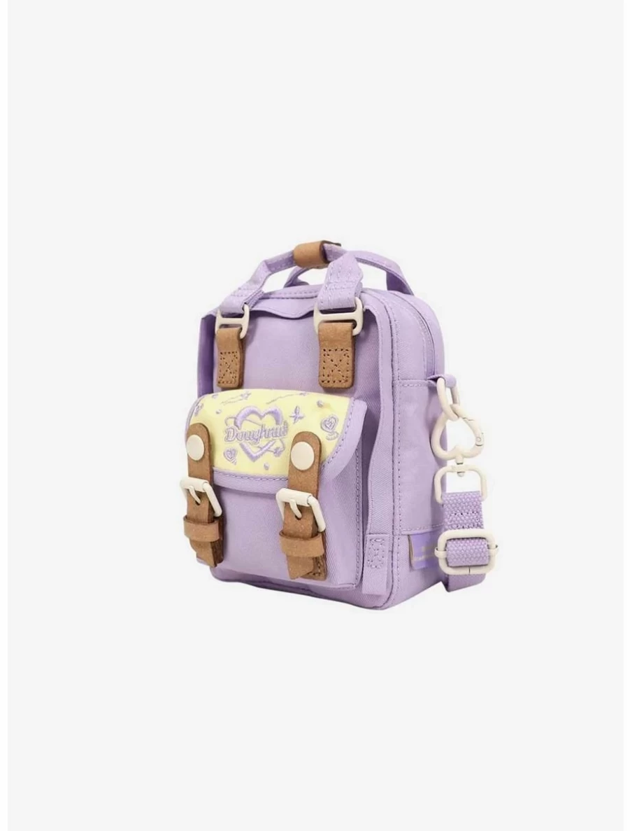 "* Mini Crossbody Bag - Doughnut Macaron Kaleido Design with Wisteria Pattern for Women"