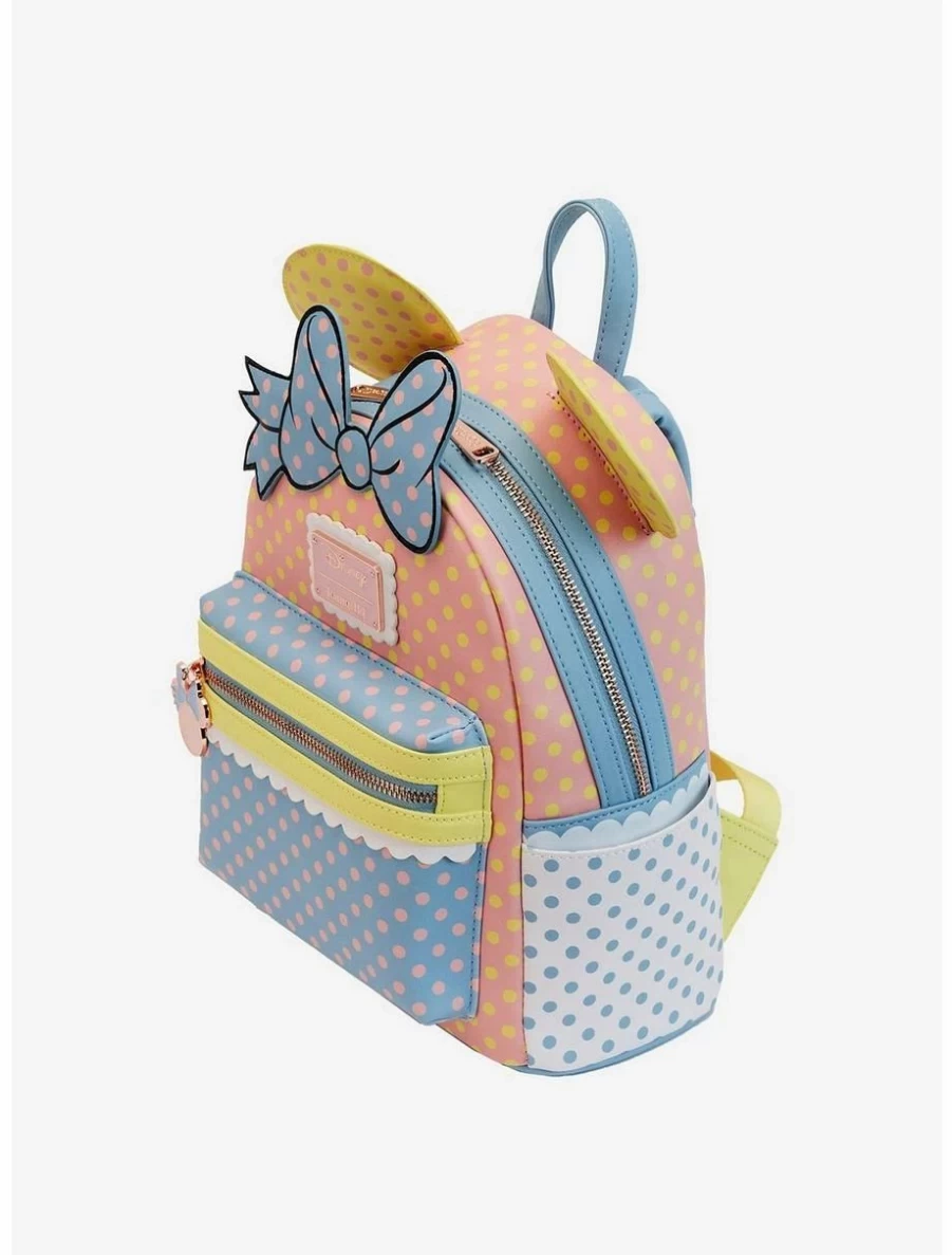 Loungefly Disney Minnie Mouse Pastel Polka Dot Mini Backpack - Cute Figural Crossbody Bag for Women