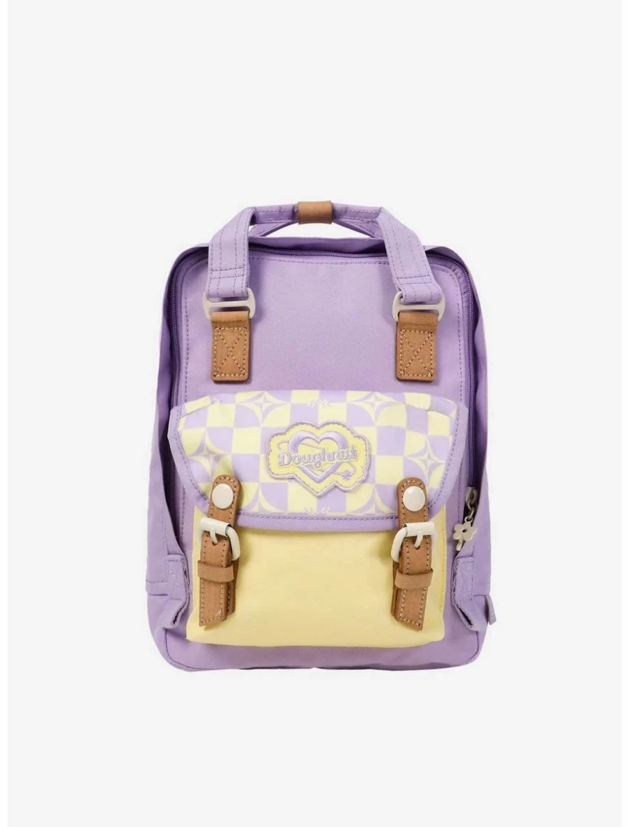 "Kaleido Checkered Mini Backpack - Stylish Doughnut Macaroon Design for Trendy Accessories"
