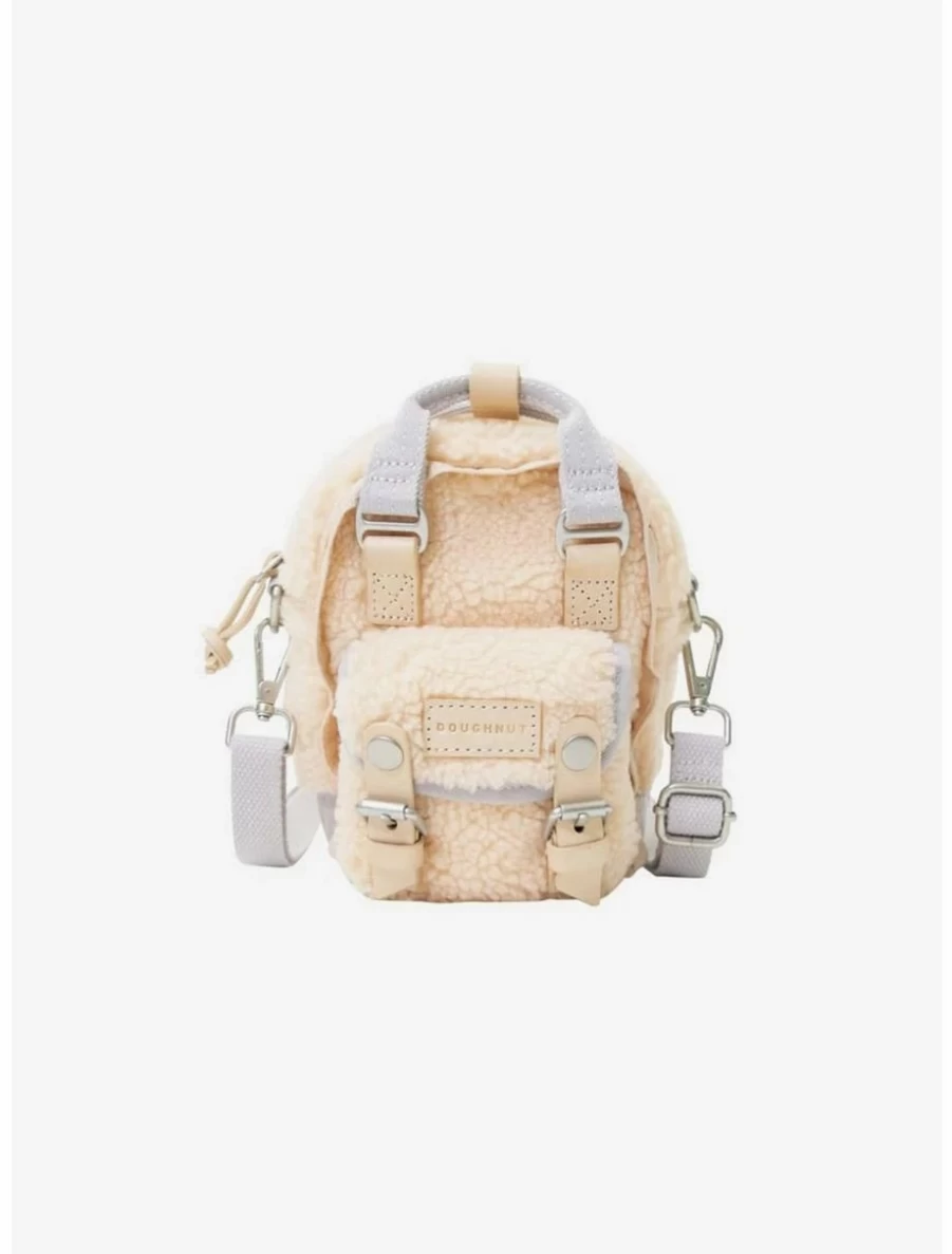 "BoxLunch Doughnut Macaron Tiny Fluffy Series Crossbody Bag - Soft Sunrise & Powder Purple"
