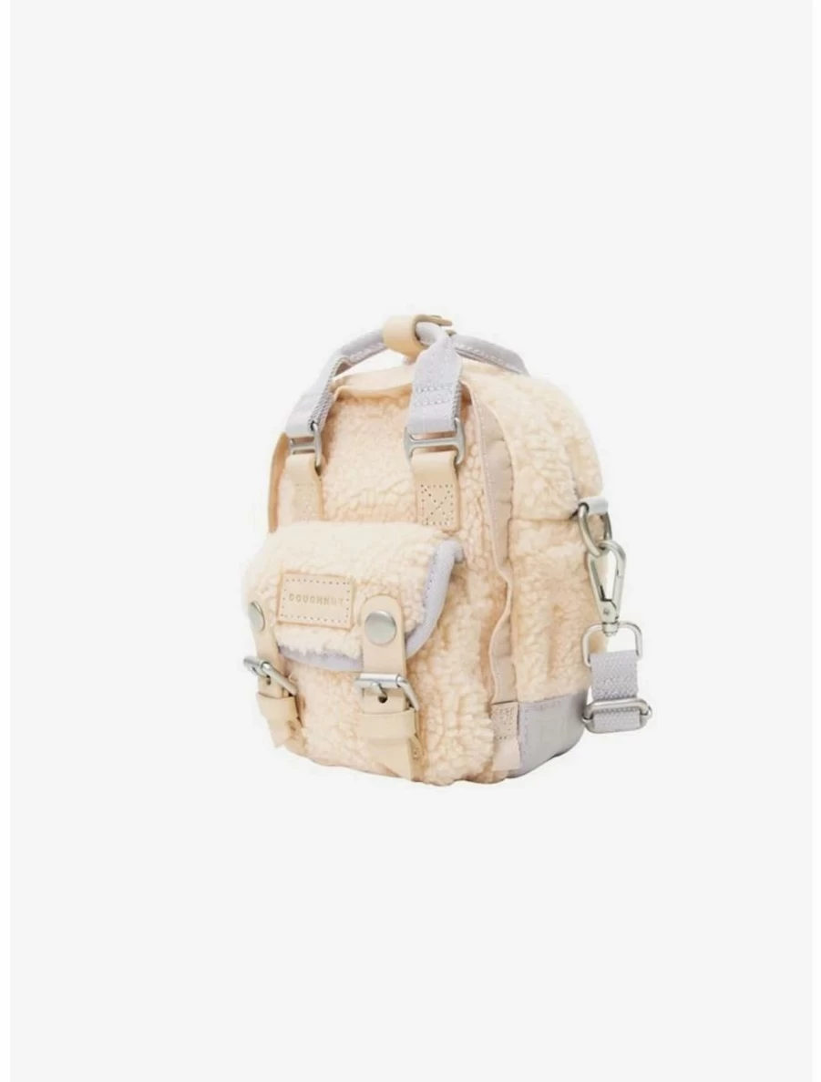 "BoxLunch Doughnut Macaron Tiny Fluffy Series Crossbody Bag - Soft Sunrise & Powder Purple"
